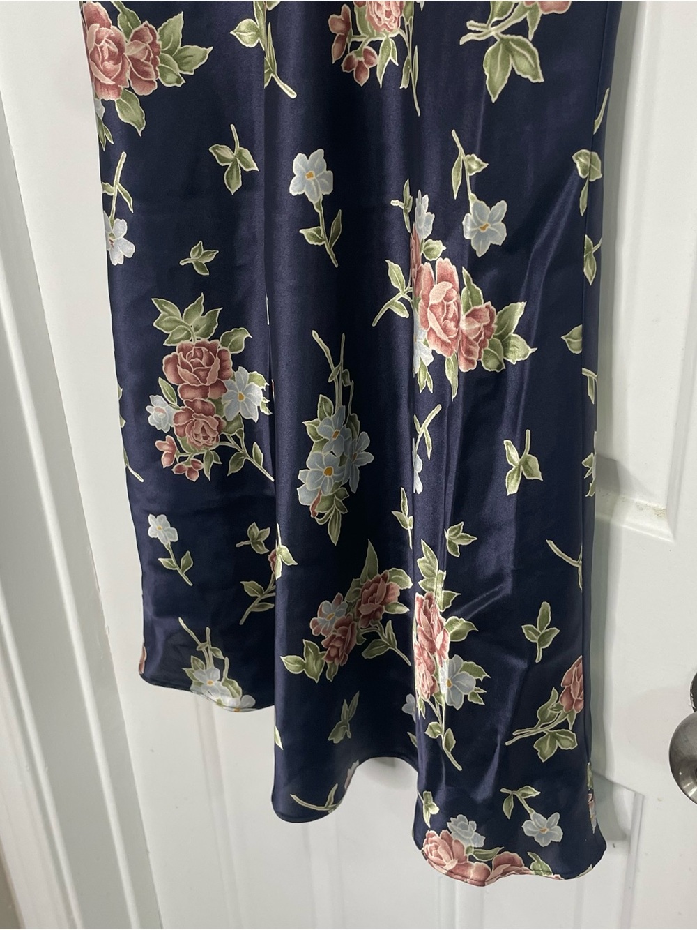 Vintage Navy Blue Floral Slip Nightie Size S - Picture 4 of 7